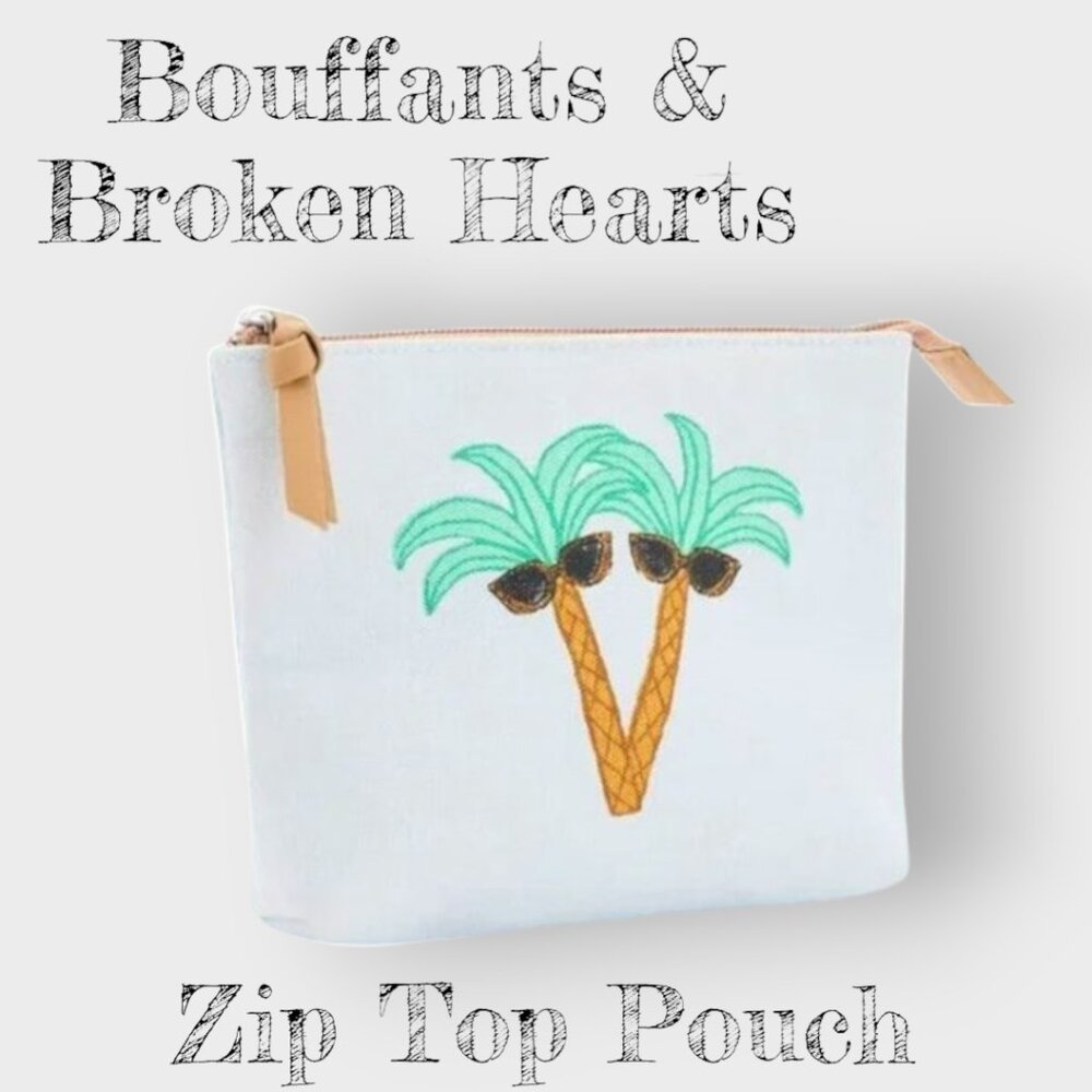BRAND NEW Bouffants & Broken Hearts Top Zip Pouch - Palms
